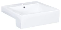 in. W Semi-Recessed White Bathroom Vessel Sink Set For 1 Hole Center Faucet AI