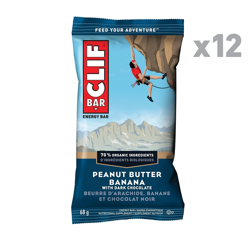 Clif bar Peanut Butter Banana with Dark Chocolate Energy Bars, 12 x 68 g