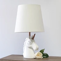 Simple Designs Lampe de table licorne blanche étincelante