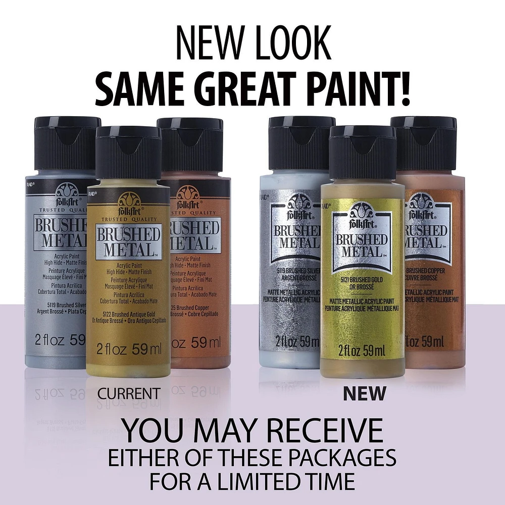 Peinture acrylique fini mat métallique brossé FolkArt (59 ml), Noir