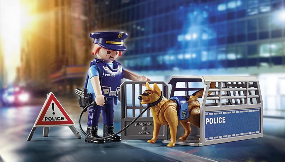 Playmobil Barrage de police avec un chien