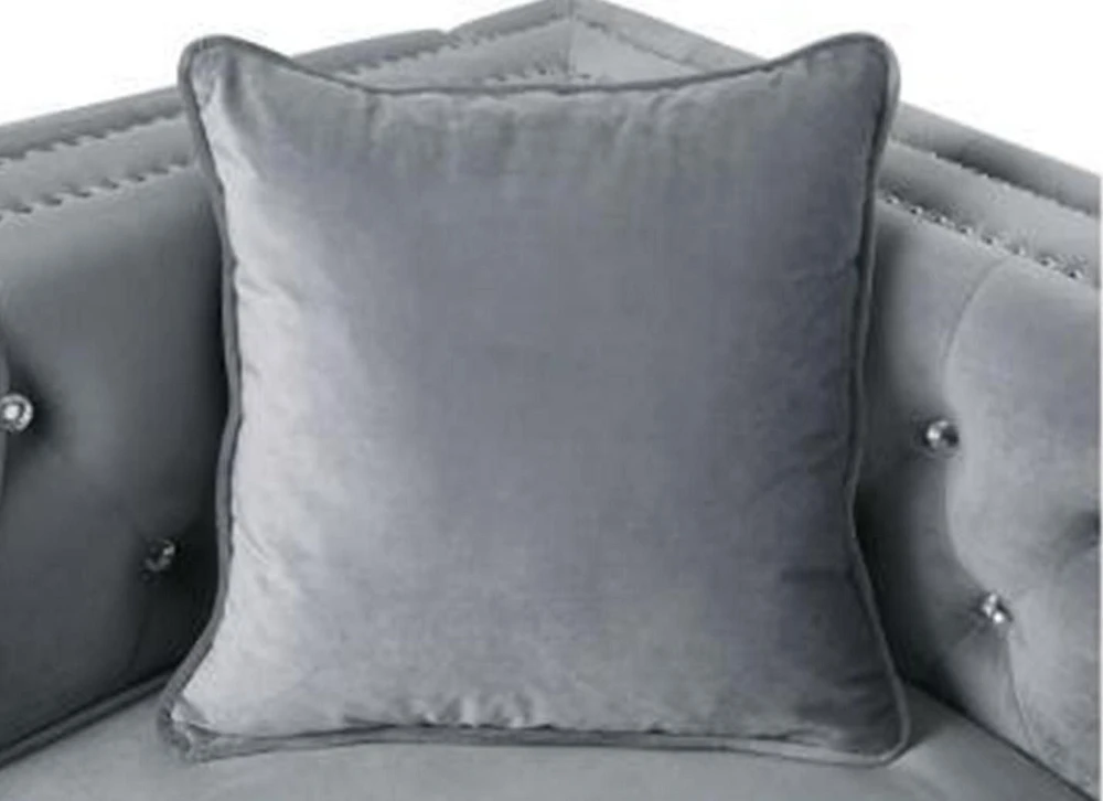 Topline Home Furnishings 2 Piece Sectional with Right Side Storage Chaise, Grey Velvet