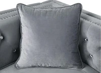 Topline Home Furnishings 2 Piece Sectional with Right Side Storage Chaise, Grey Velvet