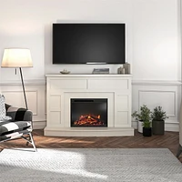 Manteau de cheminée avec foyer Barrow Creek d’Ameriwood Home, blanc