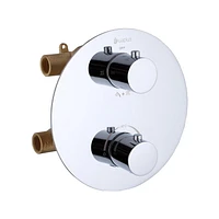 Round thermostatic valve 4-way diverter with 5 settings hand shower, Slip-on 1/2-in. spout or simultaneously and with stop