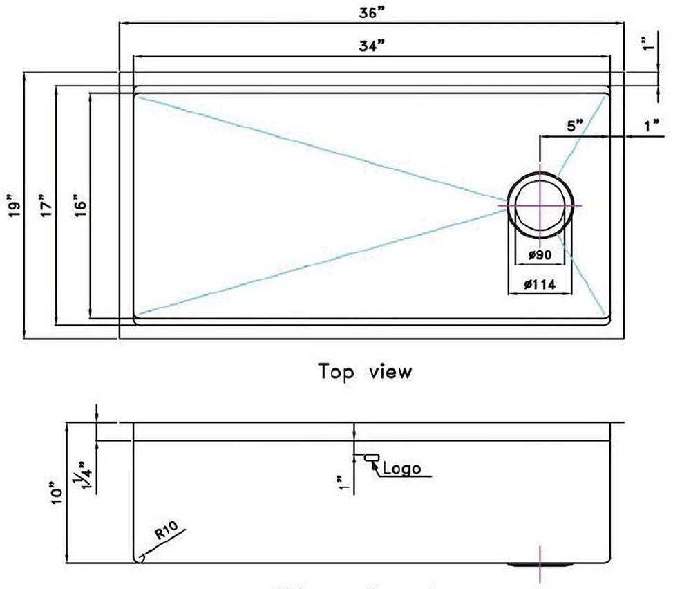 American Imaginations 36-in. W CSA Approved Stainless Steel Kitchen Sink With 1 Bowl And 16 Gauge AI-29287