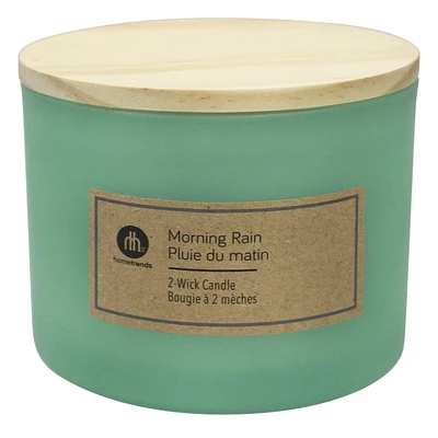 Hometrends 12oz MORNING RAIN Scented 2-wick Frosted Jar Candle, 12oz fragranced candle
