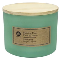 Hometrends 12oz MORNING RAIN Scented 2-wick Frosted Jar Candle, 12oz fragranced candle