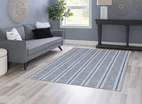 Tapis lavable Wallen 5 pi x 7 pi ivoire et bleu