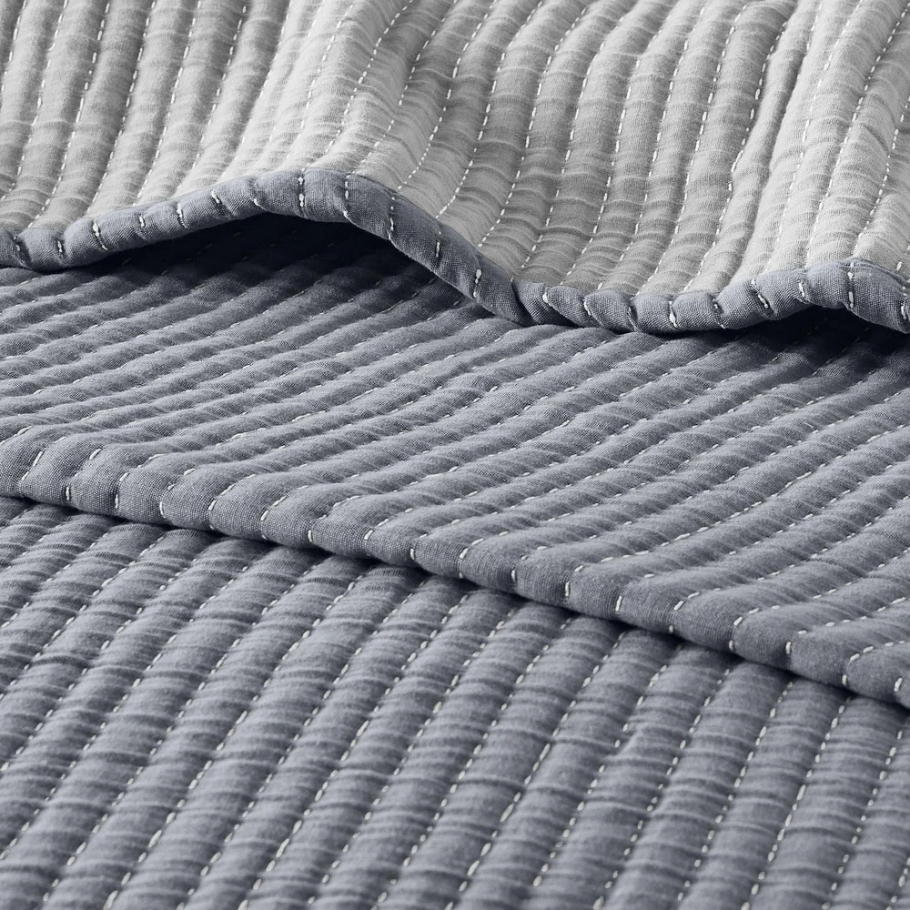 Mainstays Garment Wash Adult Matelasse Coverlet, Grey, Double Queen, 1 Piece