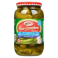 Bick’s® 50% Less Salt Garlic Baby Dills Pickles, 1 L