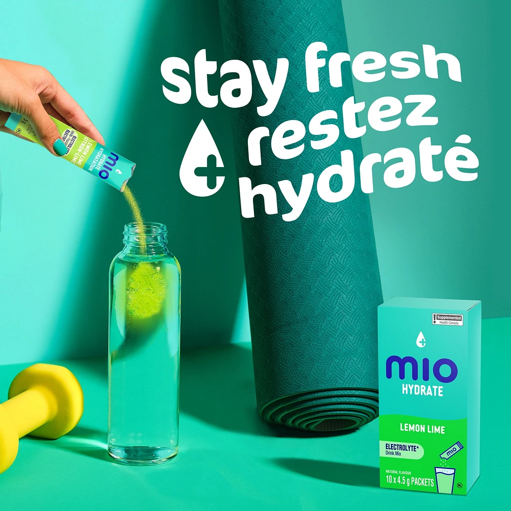 Hydrate Aromatisant D'Eau Liquide Citron Vert Avec Électrolytes 4, 5 G Paquets, 10 Ct Boîte Mio hydrater citron vert 3.8G X 10