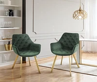 Topline Home Furnishings Chaise à accoudoirs de salle à manger en velours et or