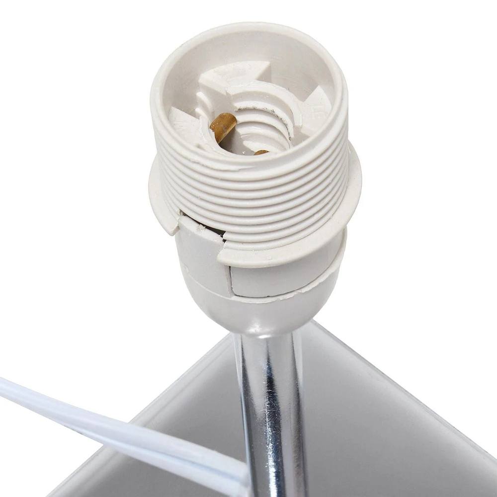 Simple Designs Mini lampe de table chromée avec abat-jour carré en tissu Empire