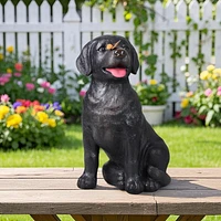 Black Dog with Butterfly Statue, 34cm Height Black Dog with Butterfly