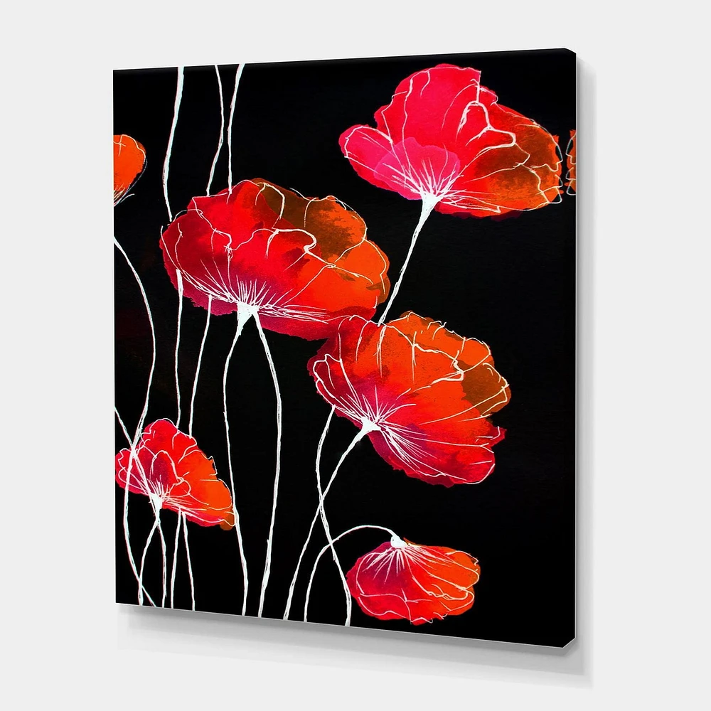 Designart Détail abstrait fleur rouge sur noir II Art mural sur toile