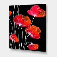 Designart Détail abstrait fleur rouge sur noir II Art mural sur toile