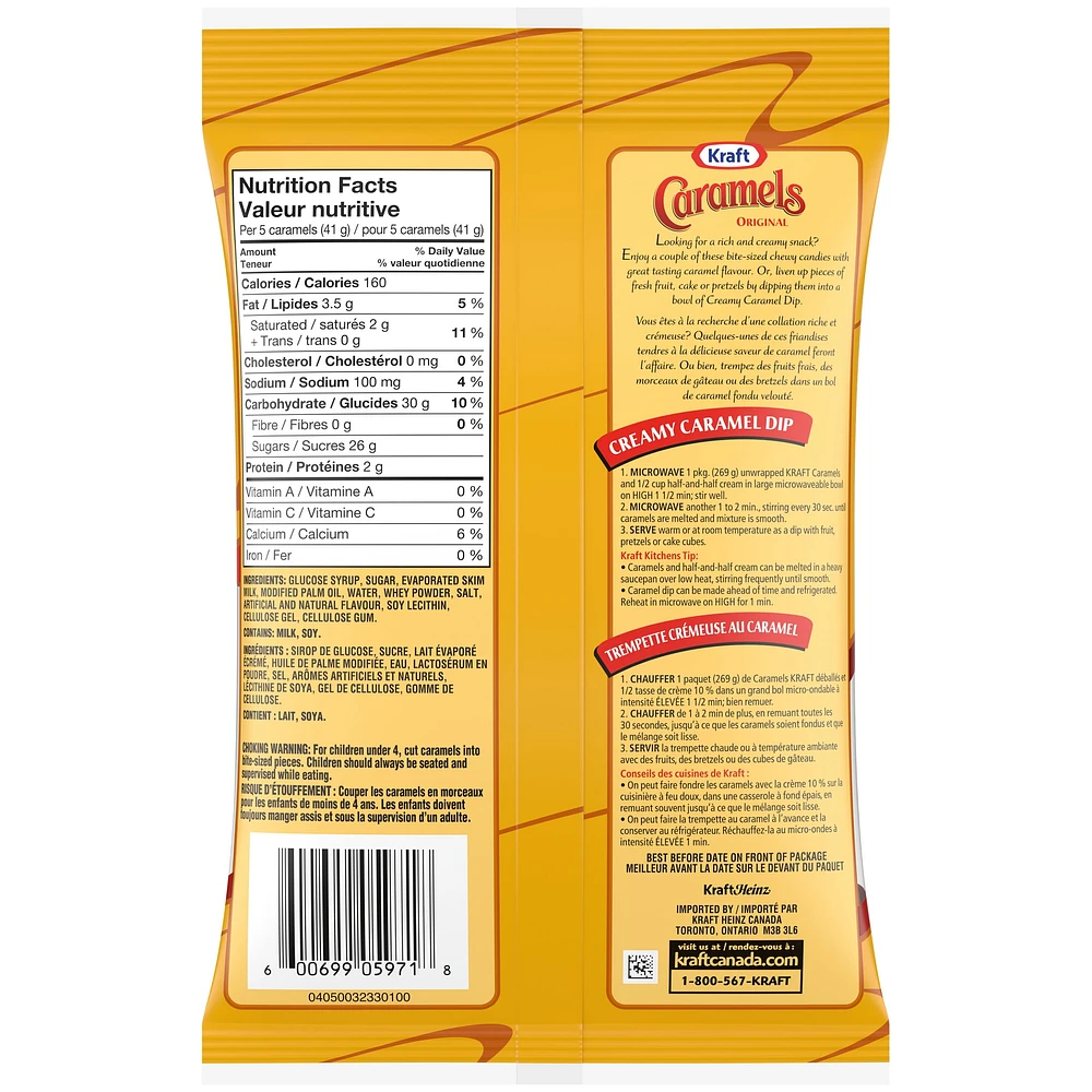 Kraft Caramels Individually Wrapped Candy, 269 gr Bag, 269g