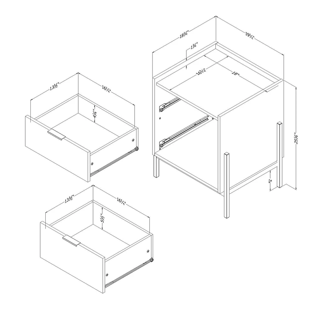 2-Drawer End Table from the collection Mezzy South Shore