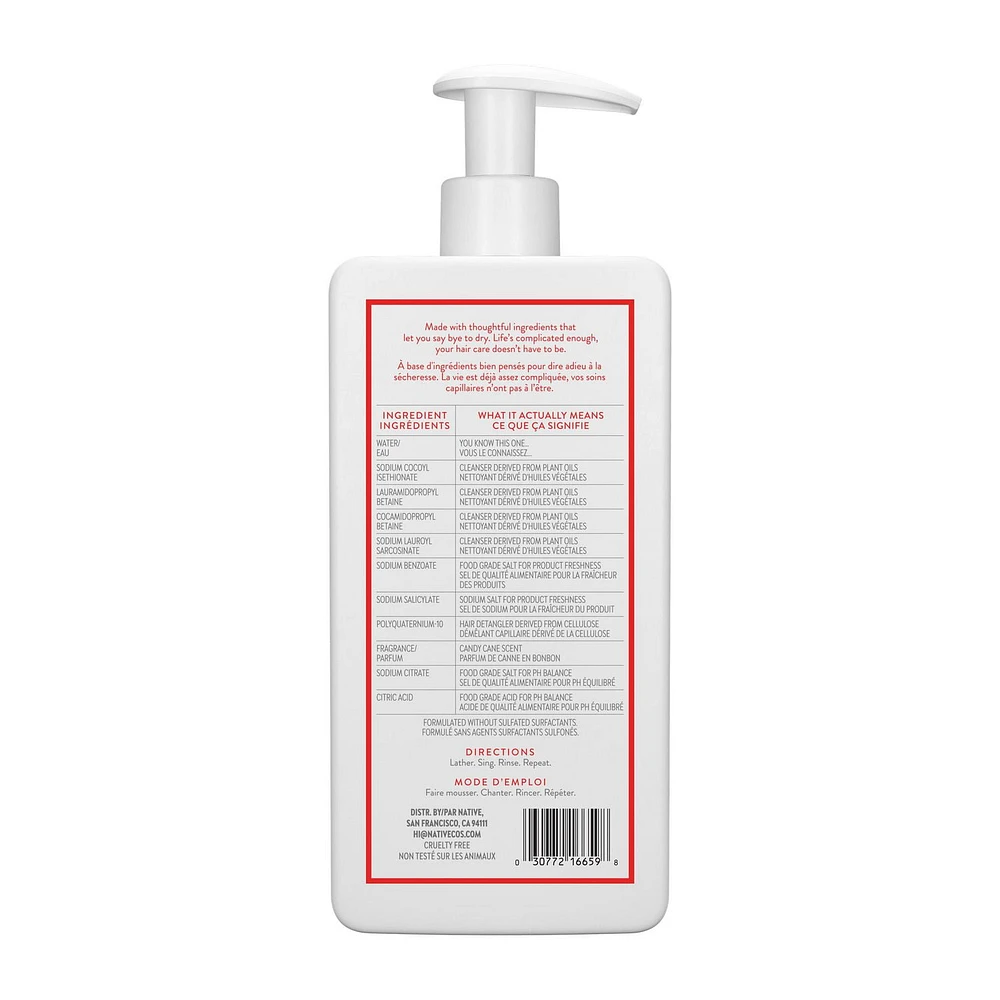 Shampooing hydratant Native en édition limitée, Canne de bonbon, sans sulfate ni parabènes, 487 mL 487ML