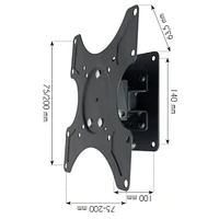 Techly 19" to 37" Tilt & Swivel LCD/LED TV Wall Mount - Tilt +/-15° - Swivel 30° - VESA up to 200x200 mm - Holds up to 25 kg - Black