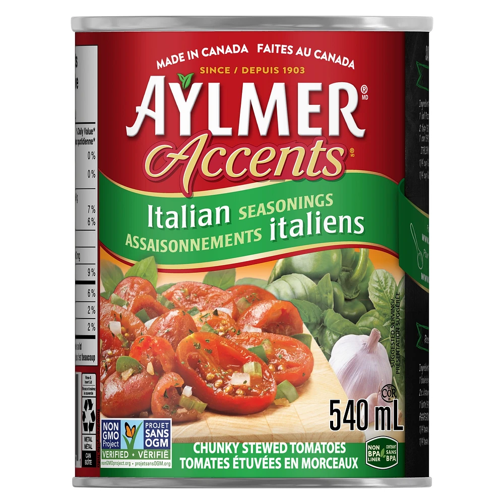 Aylmer Accents Tomatoes, Italian Stewed, 540 ml