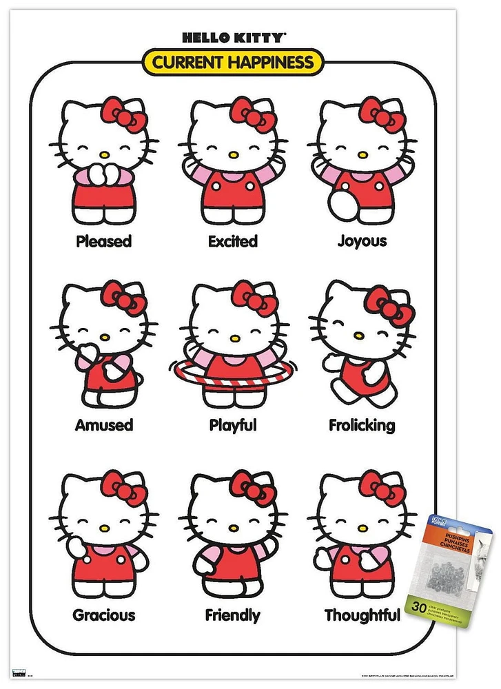 Hello Kitty - Current Happiness Wall Poster, 22.375" x 34"