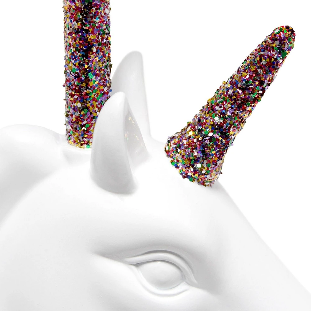 Simple Designs Lampe de table licorne blanche étincelante