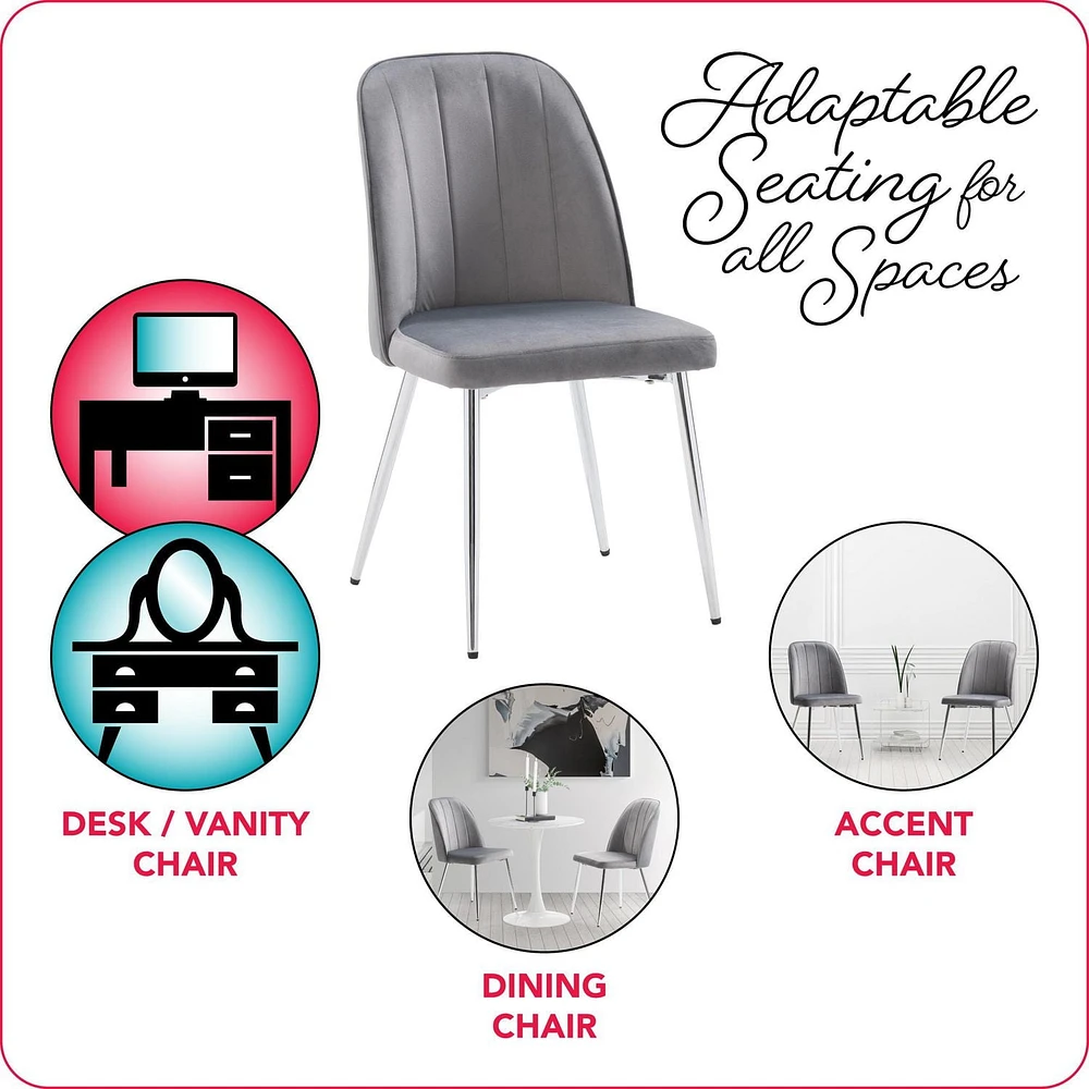 Chaise d'appoint touffetée en velours Nash