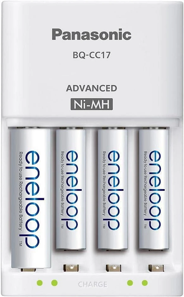 Panasonic Eneloop Cell Battery Charger with eneloop AAA New 2100 Cycle Rechargeable Batteries (Pack of 4)