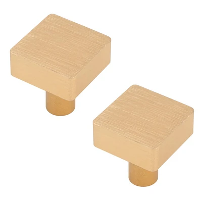 Era Square Paquet de 2 Bouton Dorée Brossée 1.18 x 1.18 x 1.14 po.