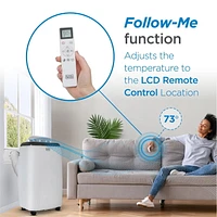 Climatiseur portatif avec chauffage Black + Decker, 8 150 BTU SACC/CEC (12 000 BTU ASHRAE 128) avec chauffage 10 500 BTU pour pièces jusqu'à 550 pi2, blanc
