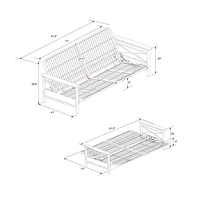 Cadre de futon en métal Nadine de DHP avec accoudoirs en bois espresso - matelas deux places vendu séparément