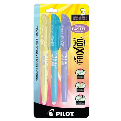 FriXion Light Surligneurs effaçables - Couleurs Pastel assorties Pointe 4.0mm, 3/paquet