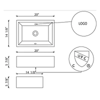American Imaginations 20-in. W Above Counter White Bathroom Vessel Sink For Deck Mount Center Drilling AI-27740