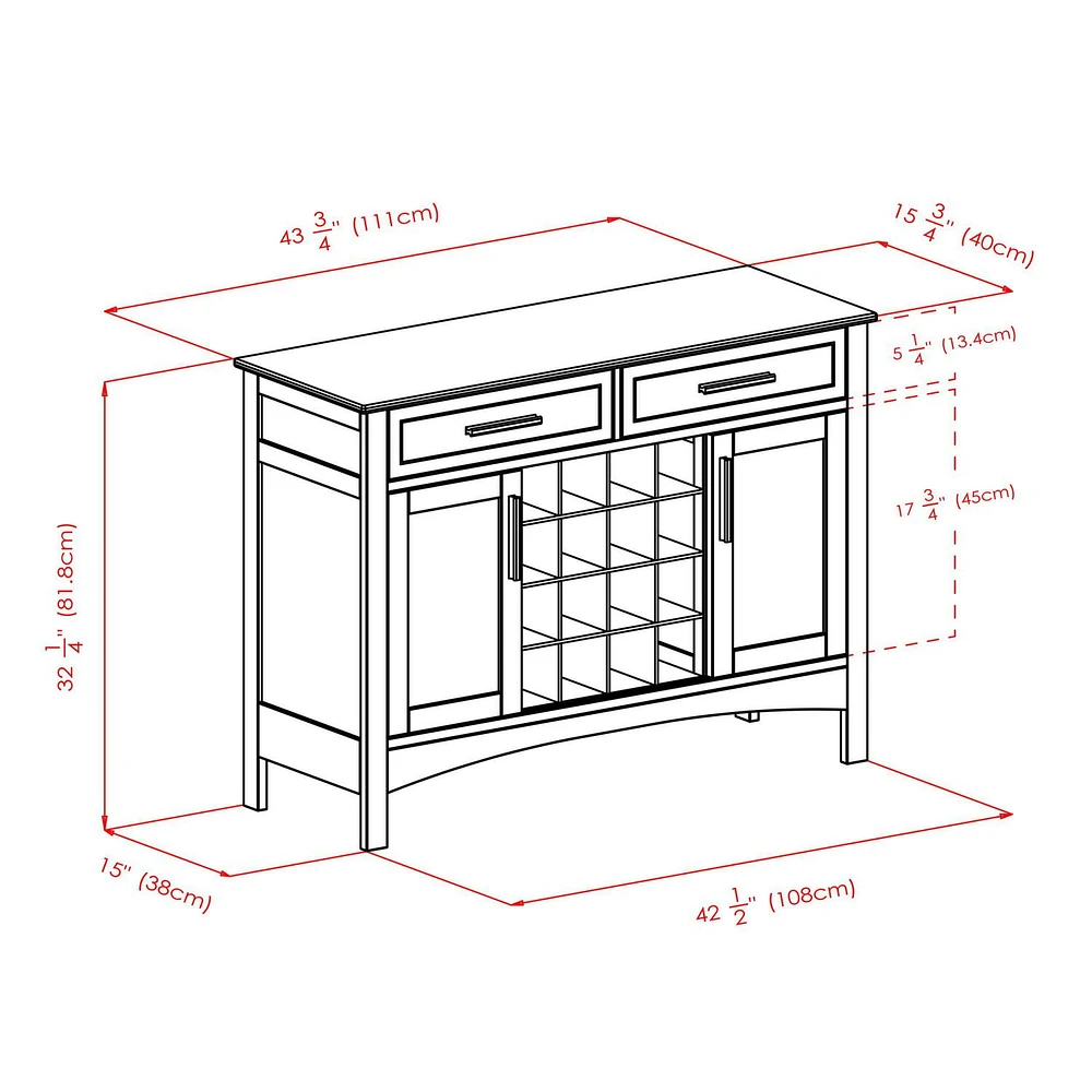 Winsome Buffet-armoire/desserte Gordon fini Cappuccino