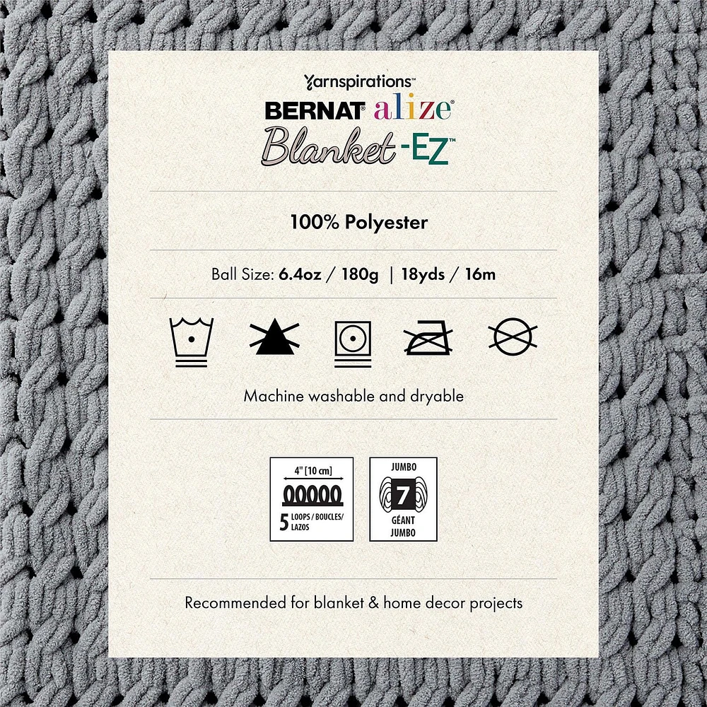 Bernat® Alize® Blanket-EZ™ Yarn, Polyester #7 Jumbo, 6.4oz/180g, 18 Yards