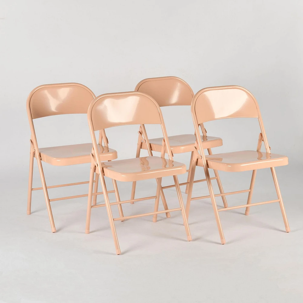 Lot de 4 chaises pliantes Homy Casa - Chaises en métal durables et élégantes en bleu/gris/rose Morandi élégant