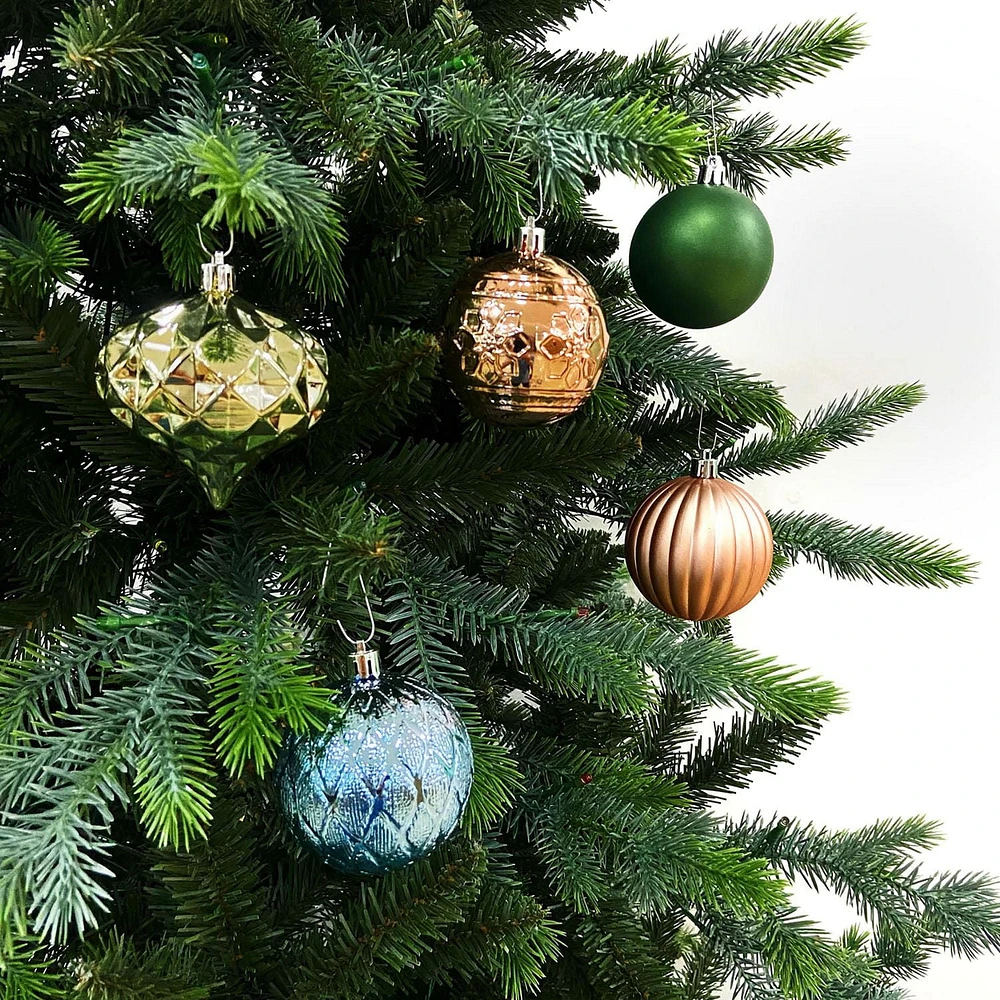 Holiday Time 45 Count Shatterproof Ornaments-Champagne/Green/Tan/Blue