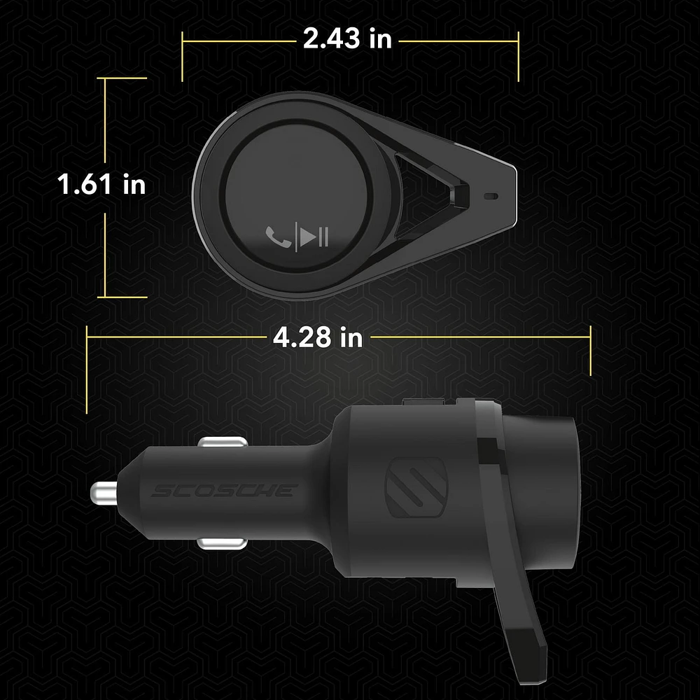 Chargeur rapide pour l’auto transmetteur Bluetooth et FM BTFM9-SP Scosche 12 watts à double ports Transmetteur BT FM USB-C