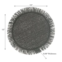 Placemat Rond Tissé Avec Franges Noir 15 X 15 - Ensemble De 12