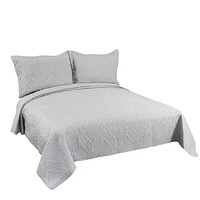 Marina Decoration Solid Embossed Pinsonic Coverlet Bedspread Bedding Ultra Soft Summer Quilt Set with Shams