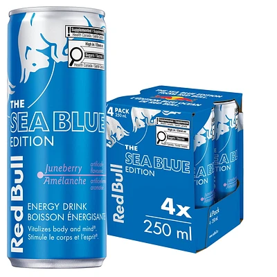 Red Bull Energy Drink, Sea Blue Edition, 4x250ml, 1 x 250 mL