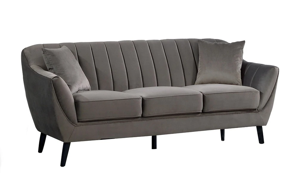 Topline Home Furnishings Ensemble mobilier 2 pièces : sofa et causeuse en velours gris foncé