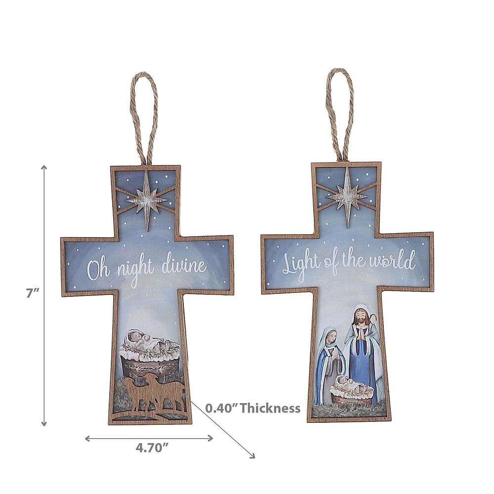 Christmas Framed Nativity Cross Ornament  - Set of 2