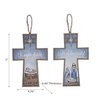 Christmas Framed Nativity Cross Ornament  - Set of 2