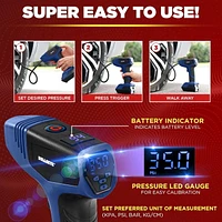 Bullseye Pro Digital Tire Pressure Gauge Air Pump 150 PSI w/Gauge Display Screen, Royal Blue, As Seen On Tv