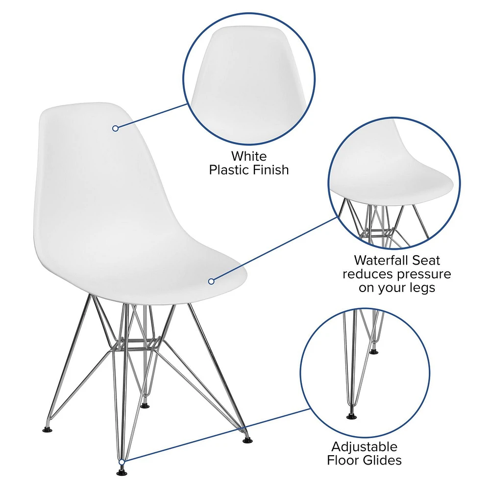 Chaise en plastique noir de la série Elon avec base chromée