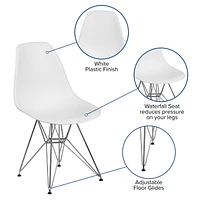 Chaise en plastique noir de la série Elon avec base chromée