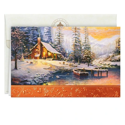 Boîte de 24 cartes de Noël Connections de Hallmark (Cabane en bois rond, œuvre de Thomas Kinkade)